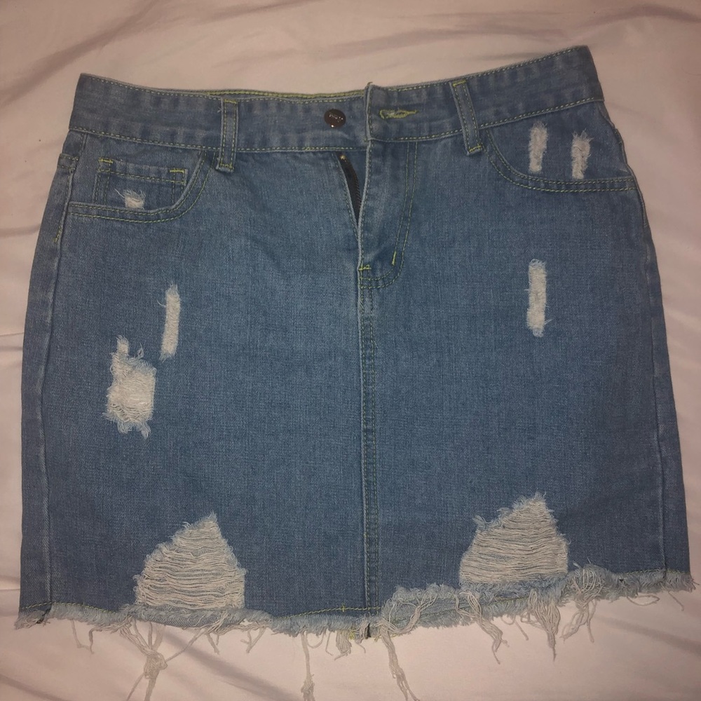 Ripped High Waisted Skirt